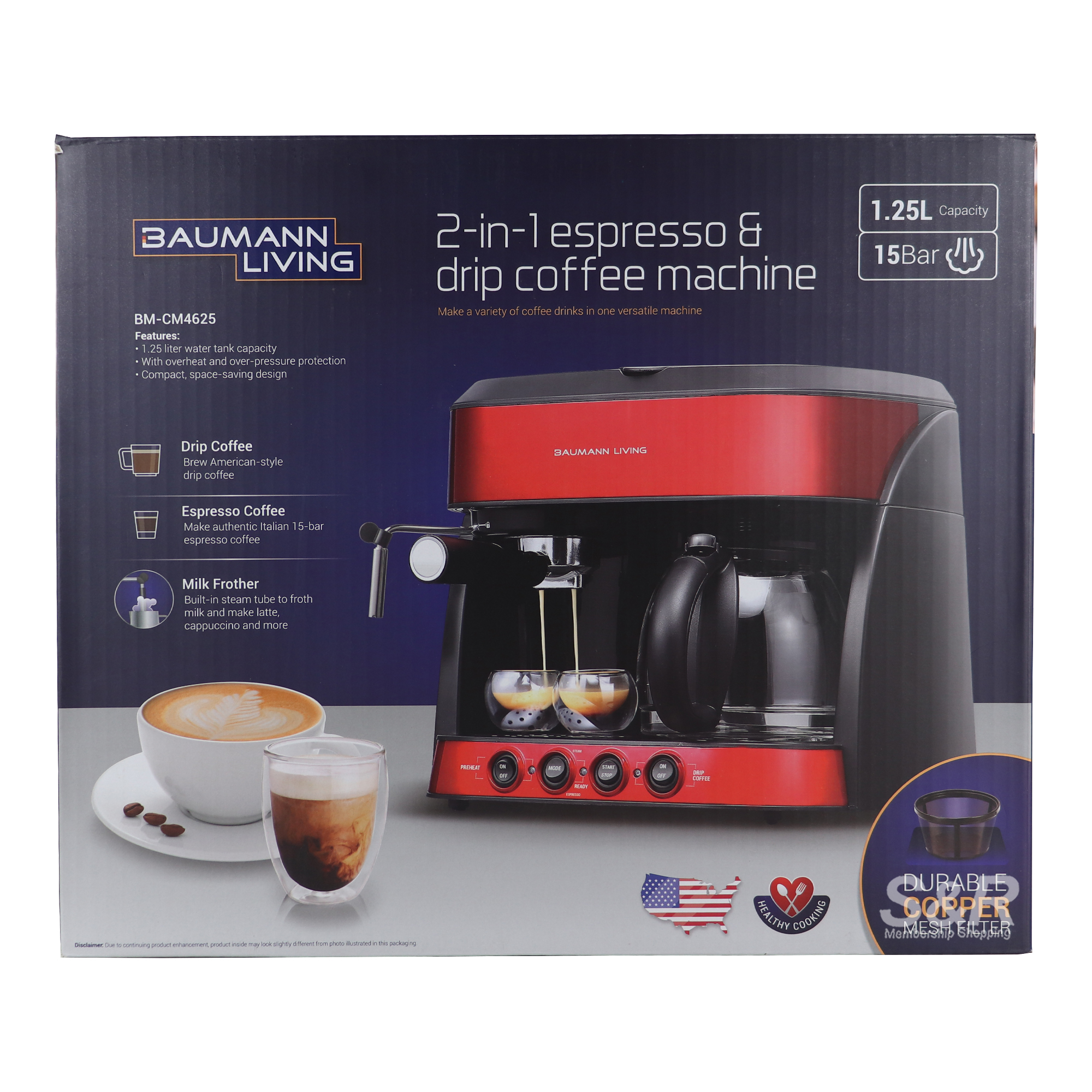 Baumann living 2-in-1 Espresso and Drip Coffee Machine BM-CM4625